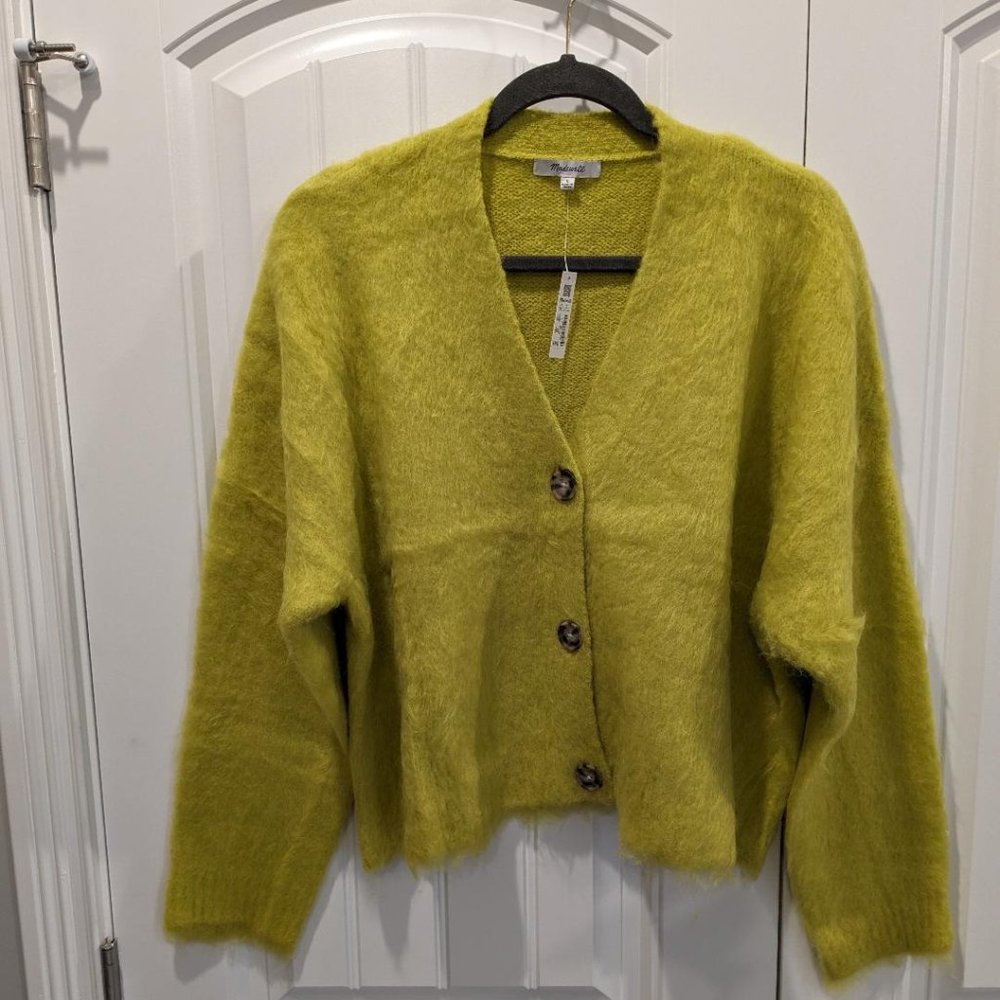 MADEWELL BRUSHED V-NECK CARDIGAN SWEATER - Large